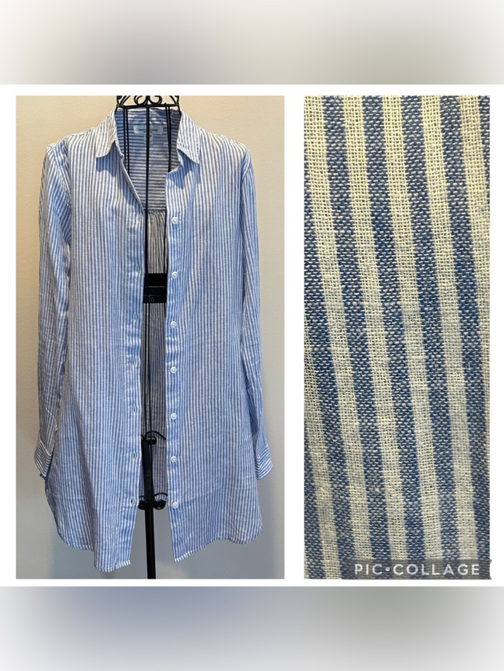 Beach Lunch Lounge Linen & Cotton Button Down Striped Shirt